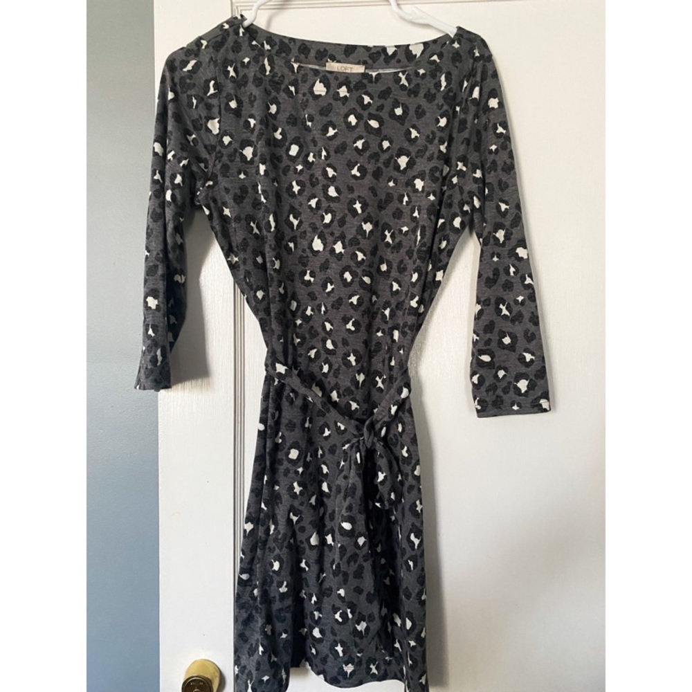 Anne Taylor Grey/ Black/ White Long sleeve Dress
